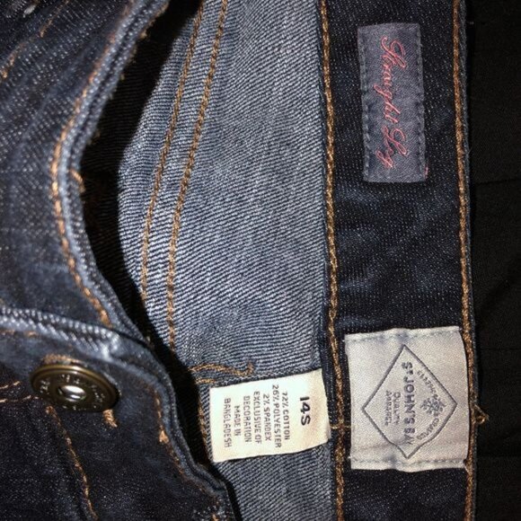 st john bay cotton blend blue jeans pockets zipper buttons belt loop 14s READ - Picture 4 of 8